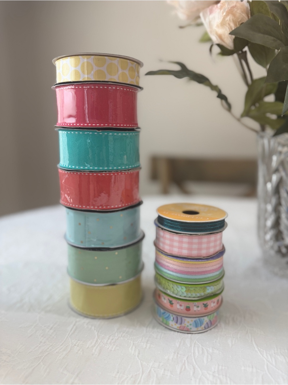 Craft Ribbon Bundle in Pink, Teal, Yellow and Pastel Colors